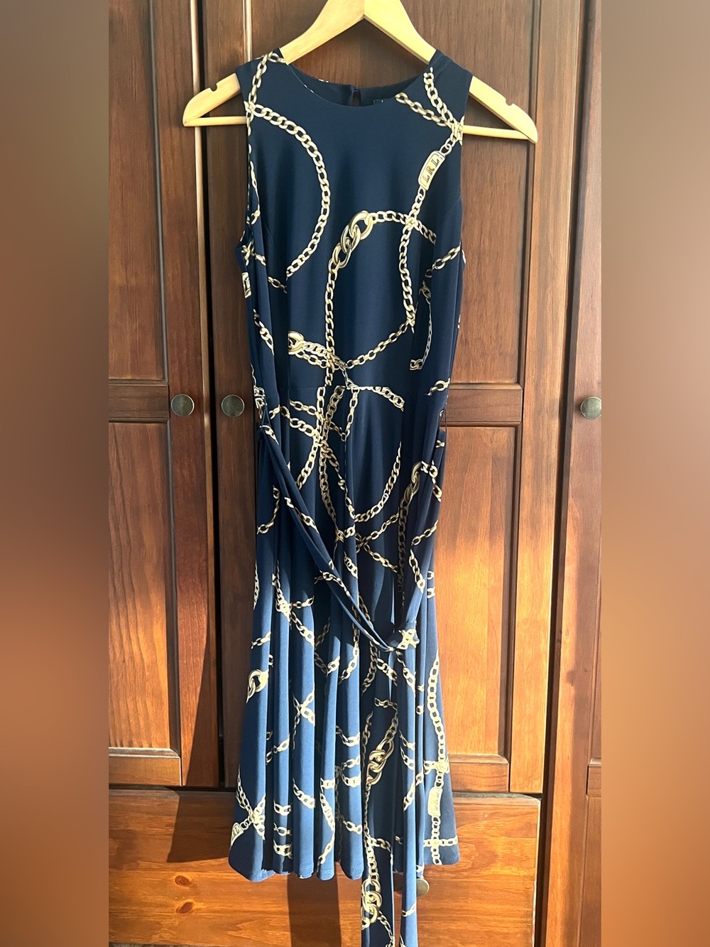 Ralph Lauren Midi Sleeveless Equestrian Old Money Chain Link Dress Sz 2